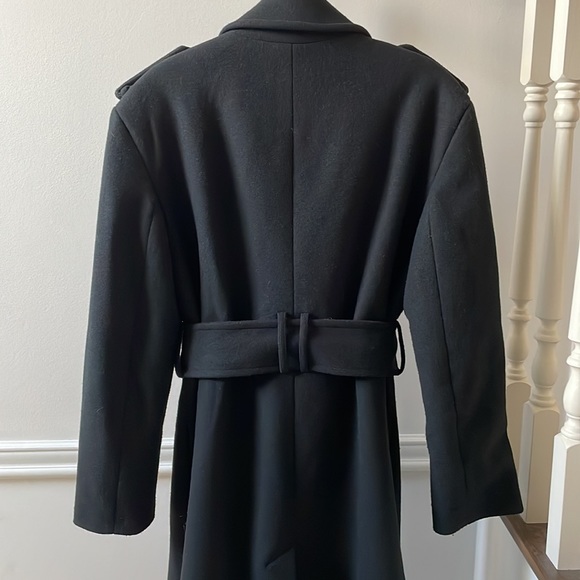 ASOS Design luxe belted coat in black sz 6 US - Picture 6 of 11